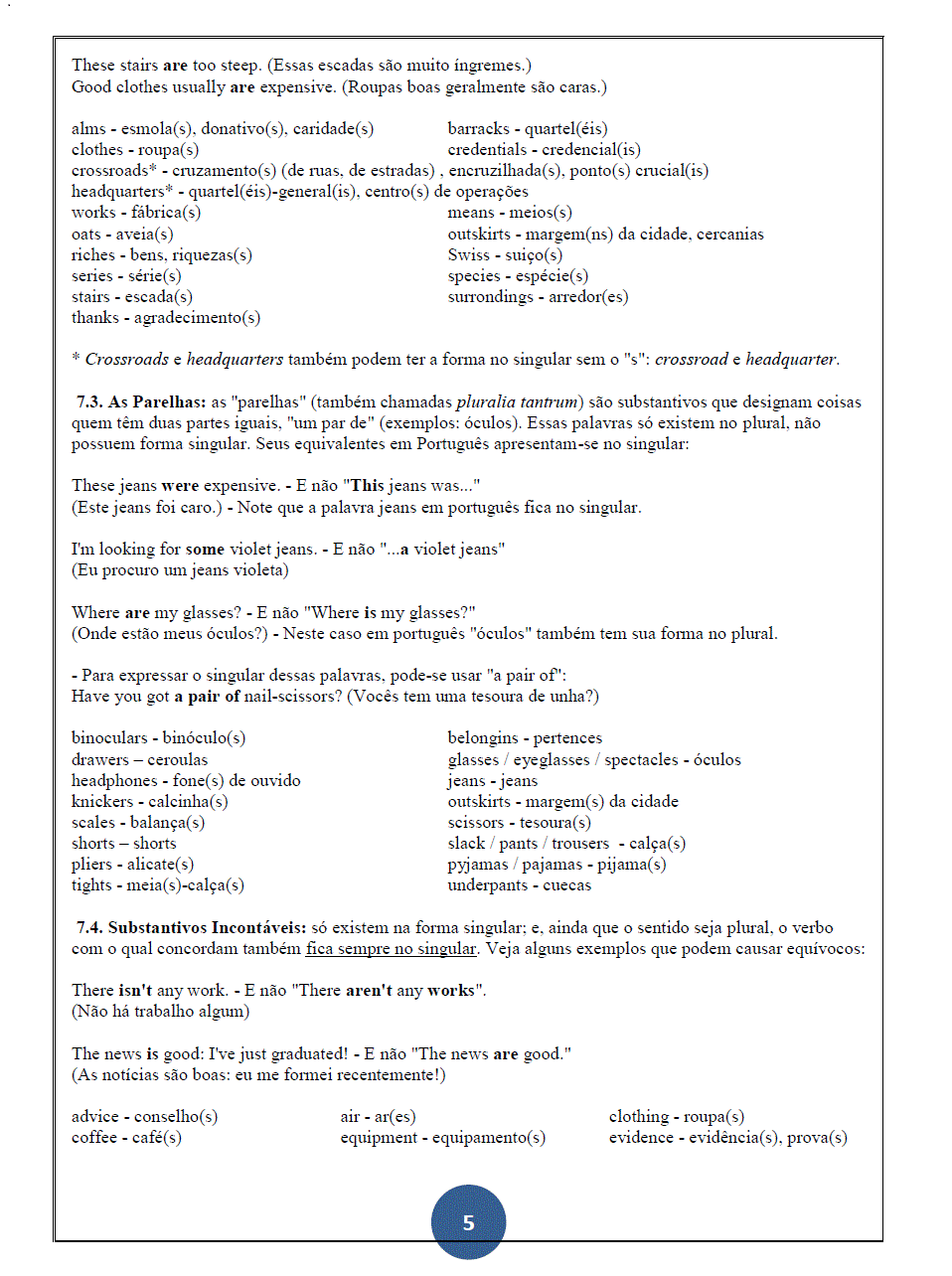 Exercicios substantivos Exercicios substantivos