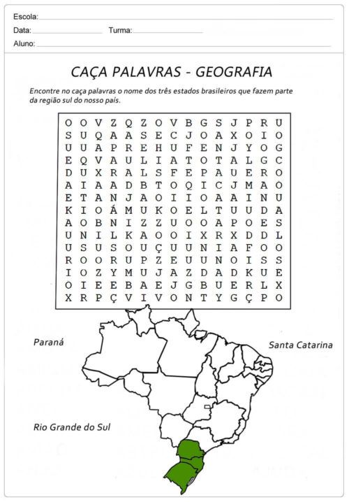 caça palavras de geografia 1