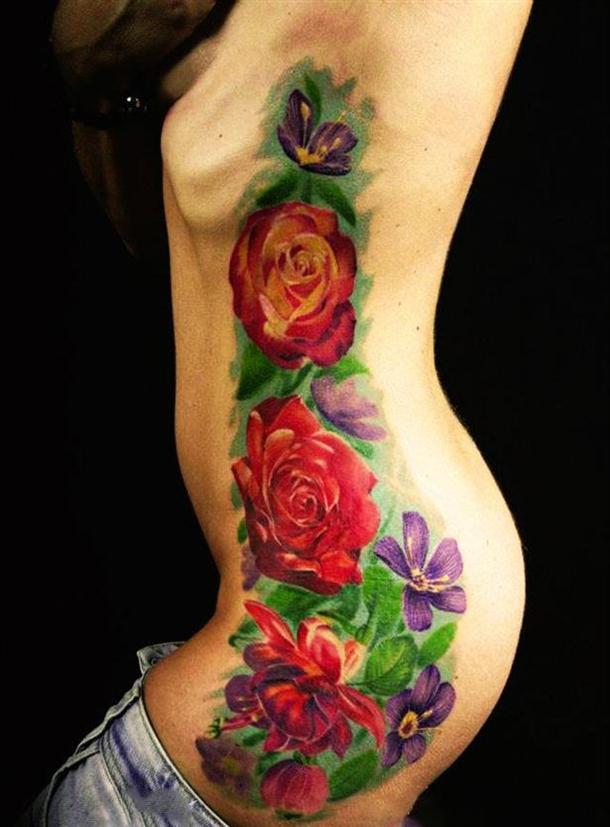 tatuagens de flores coloridas