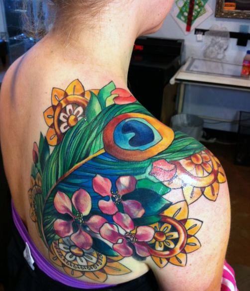 tatuagens de flores coloridas