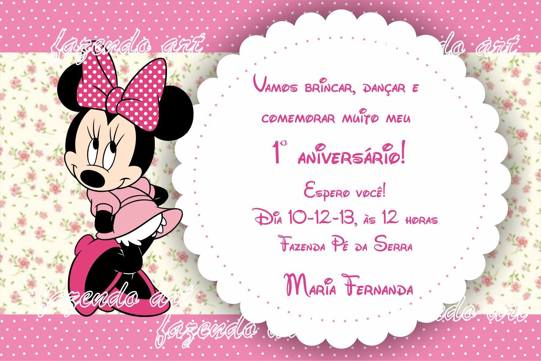 Convites De Aniversário Da Minnie Para Meninas Bela Feliz