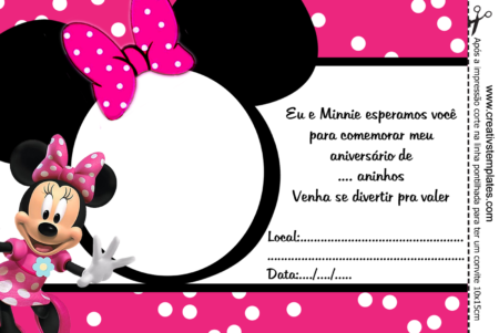 Convites De Aniversário Da Minnie Para Meninas Bela Feliz