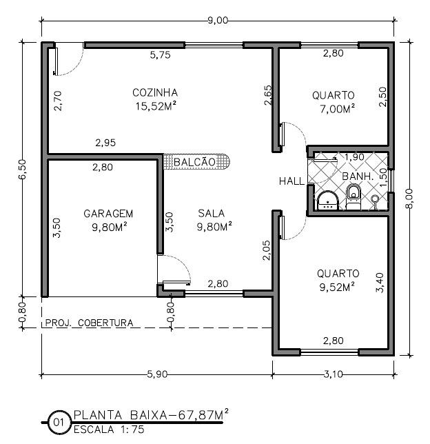 Plantas De Casas 60m2 Com Suite Perfeitas Para Pequenas Familias