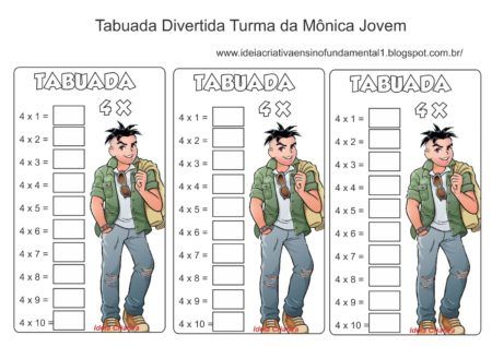 tabuada do 4 para imprimir 12