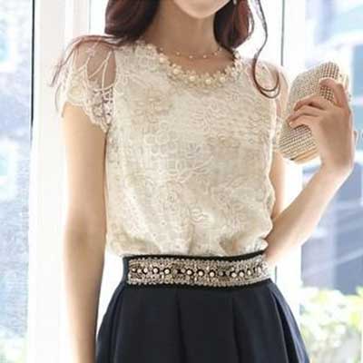 blusa de seda com renda