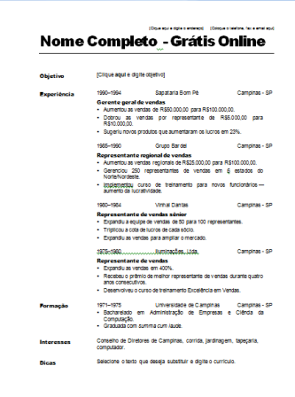 dica e modelo de curriculum pronto