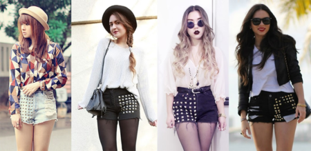 looks com shorts jeans com spikes 13