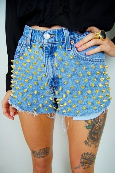 looks com shorts jeans com spikes 2