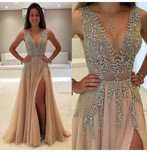 vestido de gala com fenda