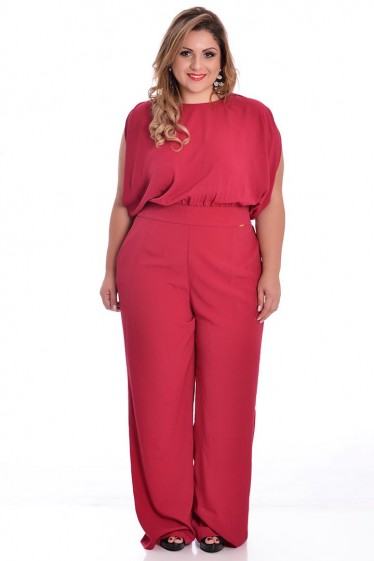 macacao social vermelho plus size