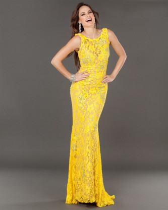 vestidos longos de renda amarelo