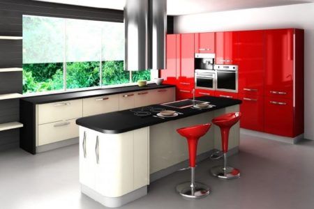 cozinhas modernas vermelho preto e branco