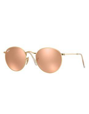 oculos de sol com lentes espelhadas ouro femininos