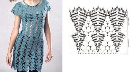 vestidos de croche com graficos estilo camisão