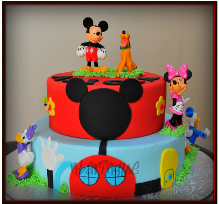 bolo do Mickey para aniversário com casa do Mickey