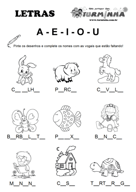 alfabeto com desenhos para imprimir