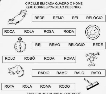 atividades escolares com a letra R