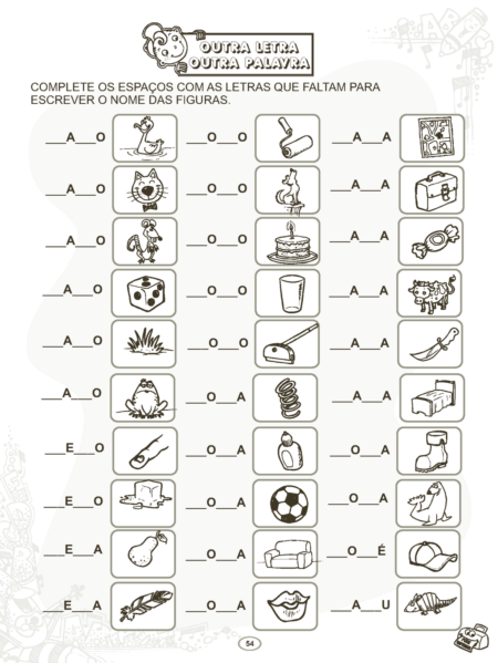 atividades de alfabetização para imprimir Outra letra Outra palavra