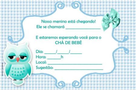 convites prontos para chá de bebê azul