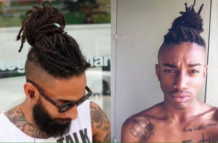 cortes-de-cabelos-masculinos-afro-dread-com-coque