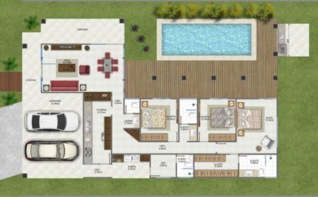 casas em l com piscina e varanda 2