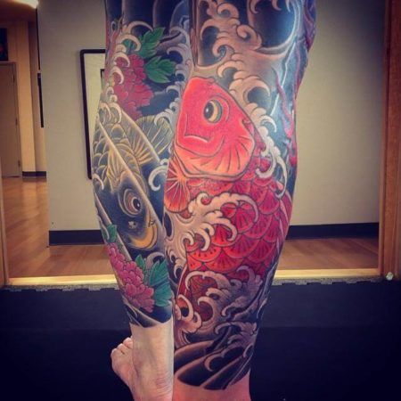 tatuagem na perna masculina carpa 1