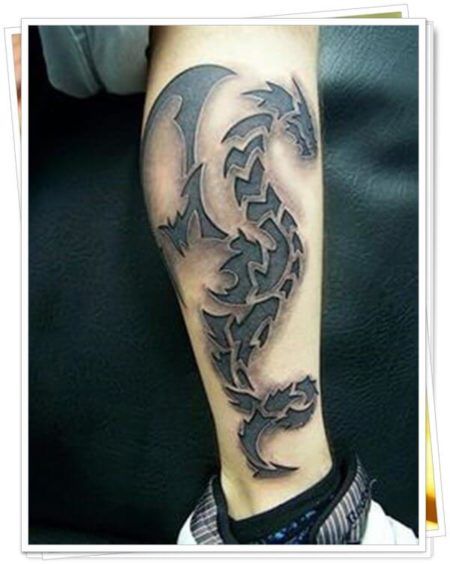 tatuagem na perna masculina dragao