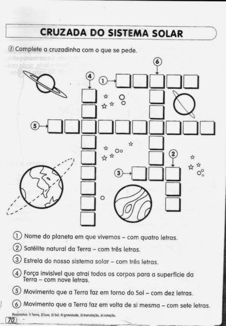 Atividade cruzadinha dos planetas