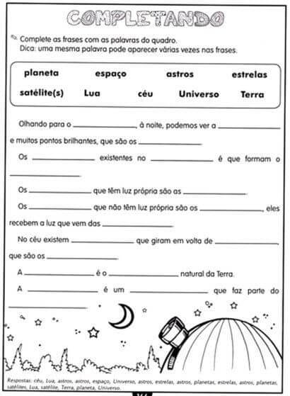 sistema solar atividades