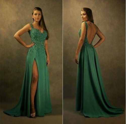 vestido para formatura longo verde