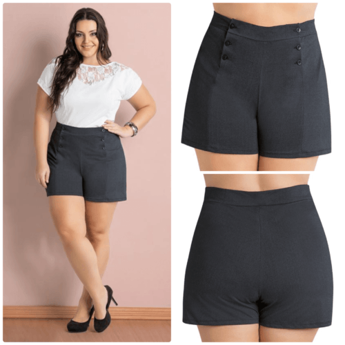 short plus size cintura alta 1