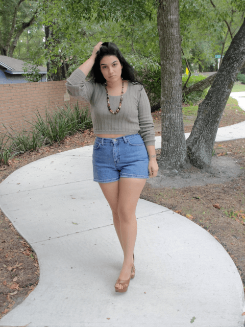 short plus size cintura alta jeans