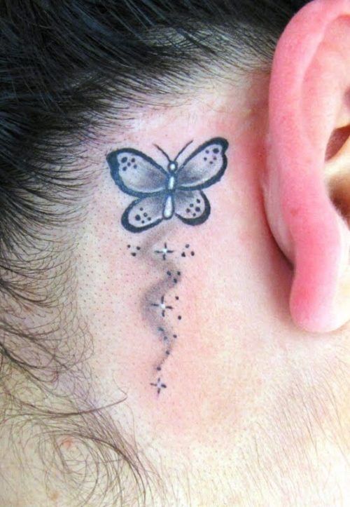 tatuagem borboleta atras da orelha 1