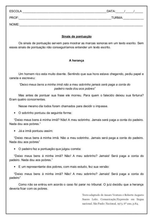 atividade de pontuacao 5 ano 1