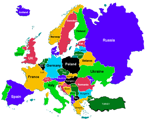 mapa da europa com paises 1