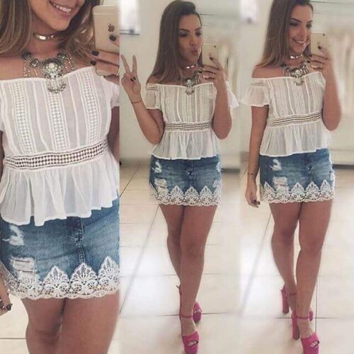 saia jeans com renda 3