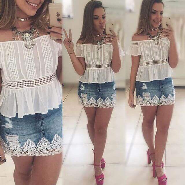 vestido jeans customizado com renda