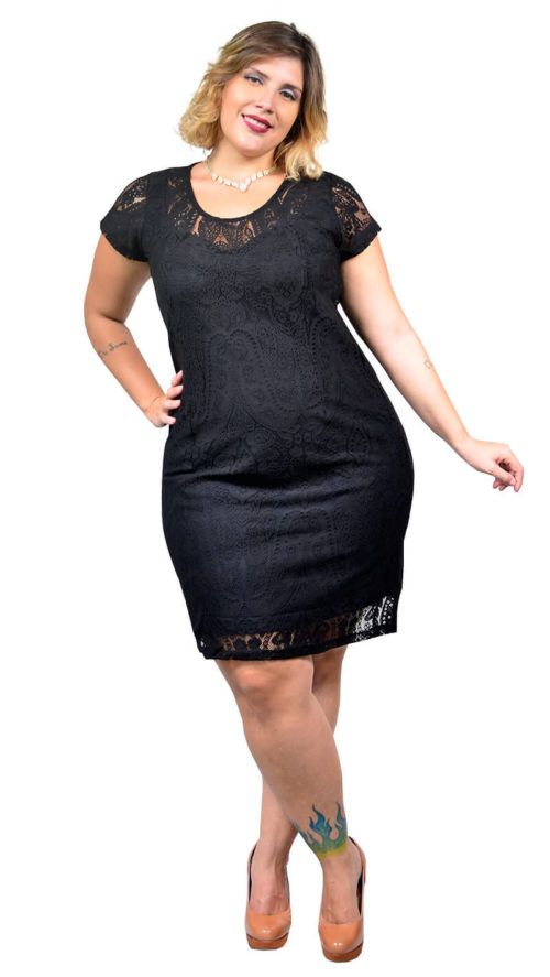 vestido curto para festa plus size de renda