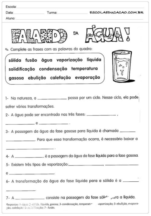 atividade de ciencias ciclo da água 6