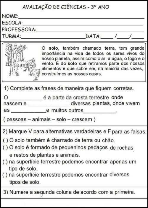 atividade de ciencias sobre o solo 3 ano 1