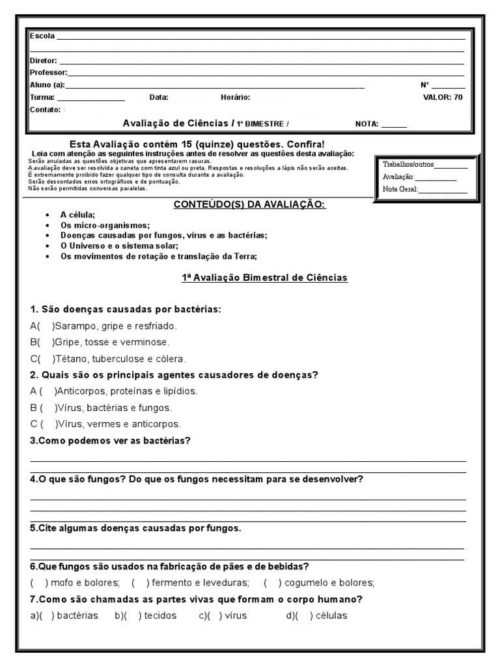 prova de ciencias 4 ano 5