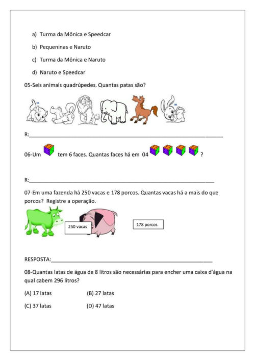 provas de matemática 4 ano 1 bimestre 2